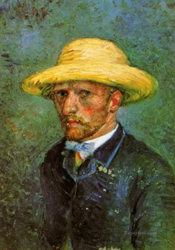ヴィンセント・ヴァン・ゴッホ Painting - 麦わら帽子をかぶった自画像2 フィンセント・ファン・ゴッホ